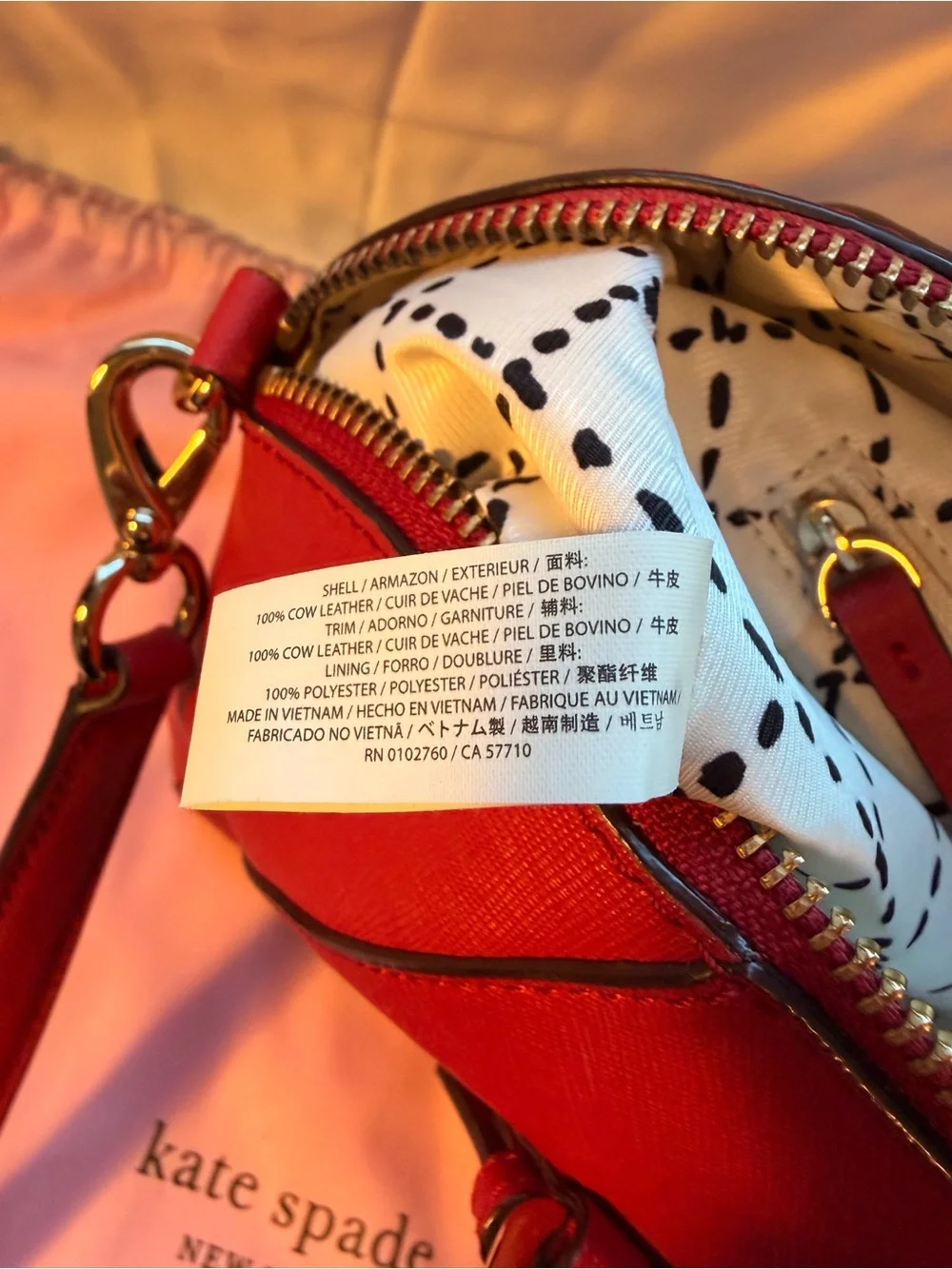 Kate Spade Red Saffiano Leather Satchel Crossbody Bag + Dust Bag